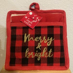 Holiday/Christmas potholder and kitchen towel